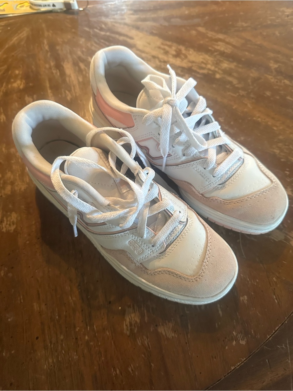 New Balance Women’s White and Pink Low-Top Sneakers